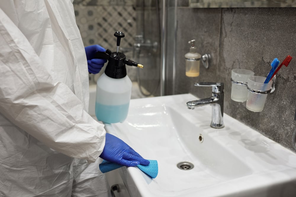 Person Cleaning the Bathroom Sink